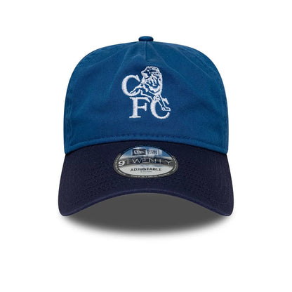 Pictured is this Retro Goal Keeper Chelsea FC Lion Crest 9TWENTY A-Frame cap in blue. 2