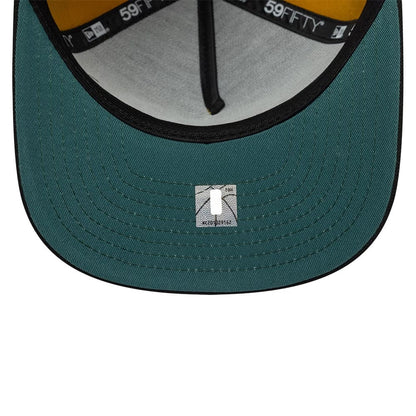 Pictured is this NBA Boston Celtics 59FIFTY A-Frame Fitted cap in gold. 2