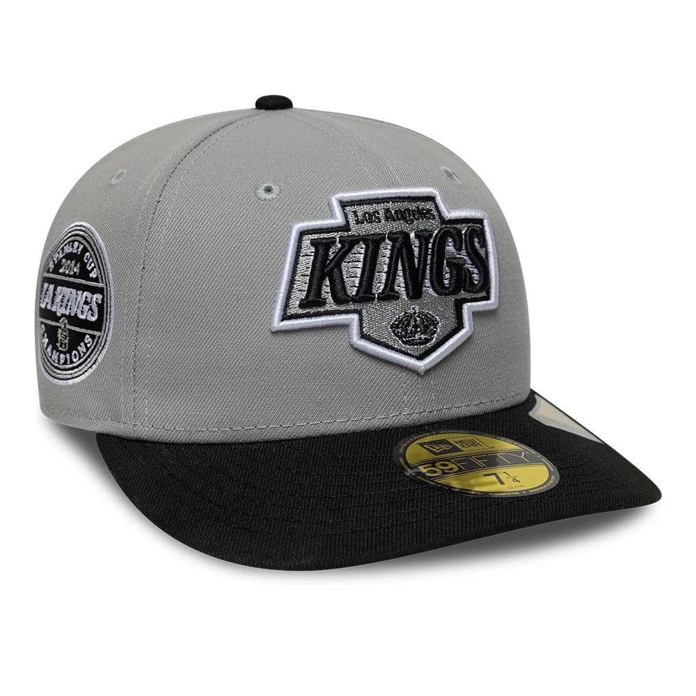Pictured is this NHL Champions LA Kings 59FIFTY Fitted cap in grey & black. 1