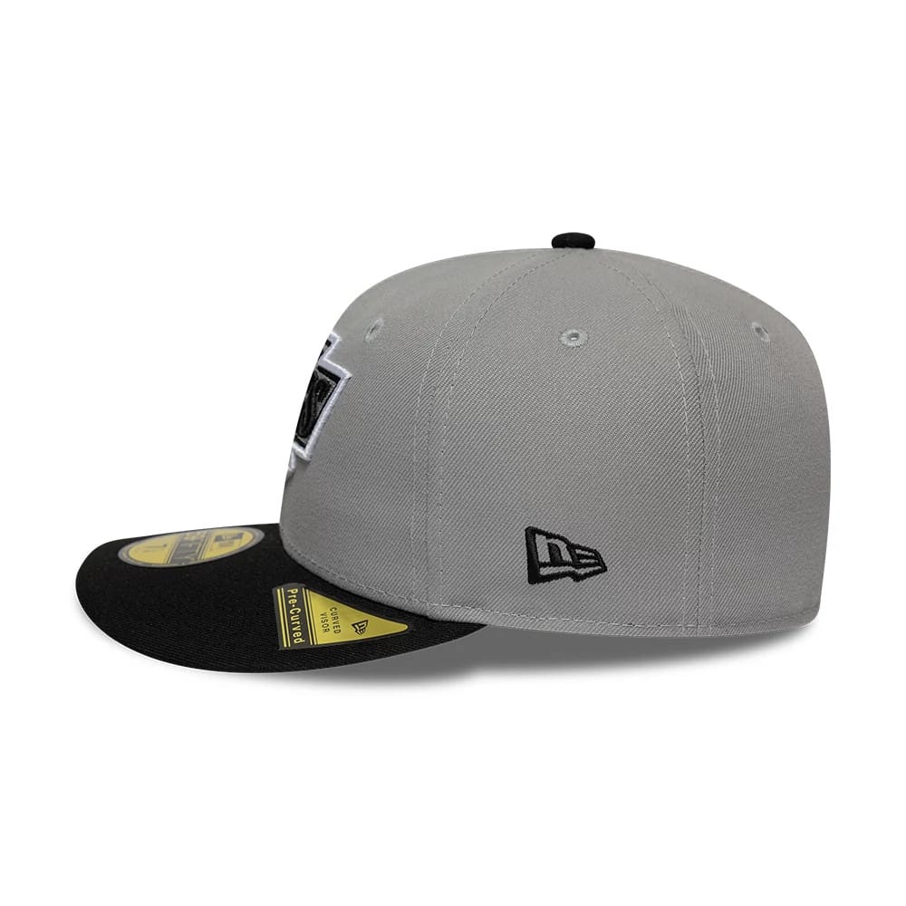 Pictured is this NHL Champions LA Kings 59FIFTY Fitted cap in grey & black. 7