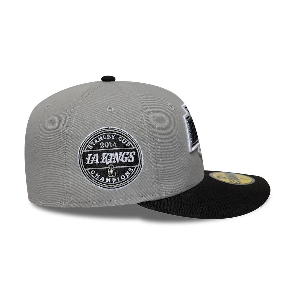 Pictured is this NHL Champions LA Kings 59FIFTY Fitted cap in grey & black. 6