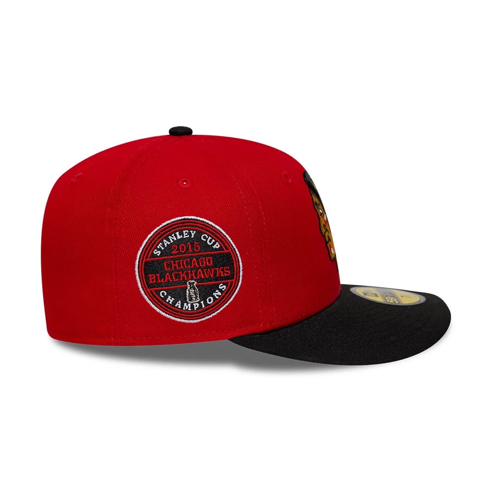 Pictured is this NHL Champions Chicago Blackhawks 59FIFTY Fitted cap in black. 6