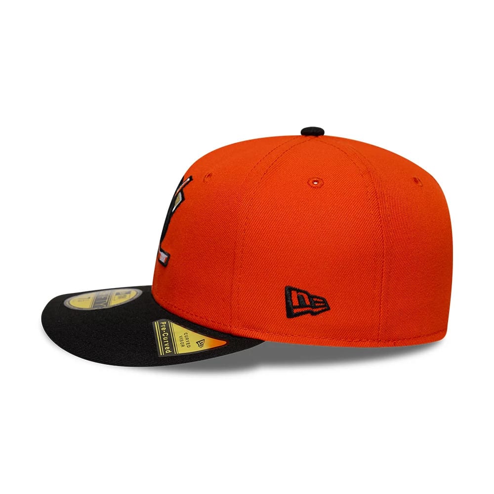 Pictured is this NHL Champions Anaheim Ducks 59FIFTY Fitted cap in orange. 7