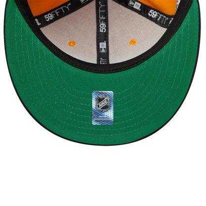 Pictured is this NHL Champions Pittsburgh Penguins 59FIFTY Fitted cap in yellow & black. 2
