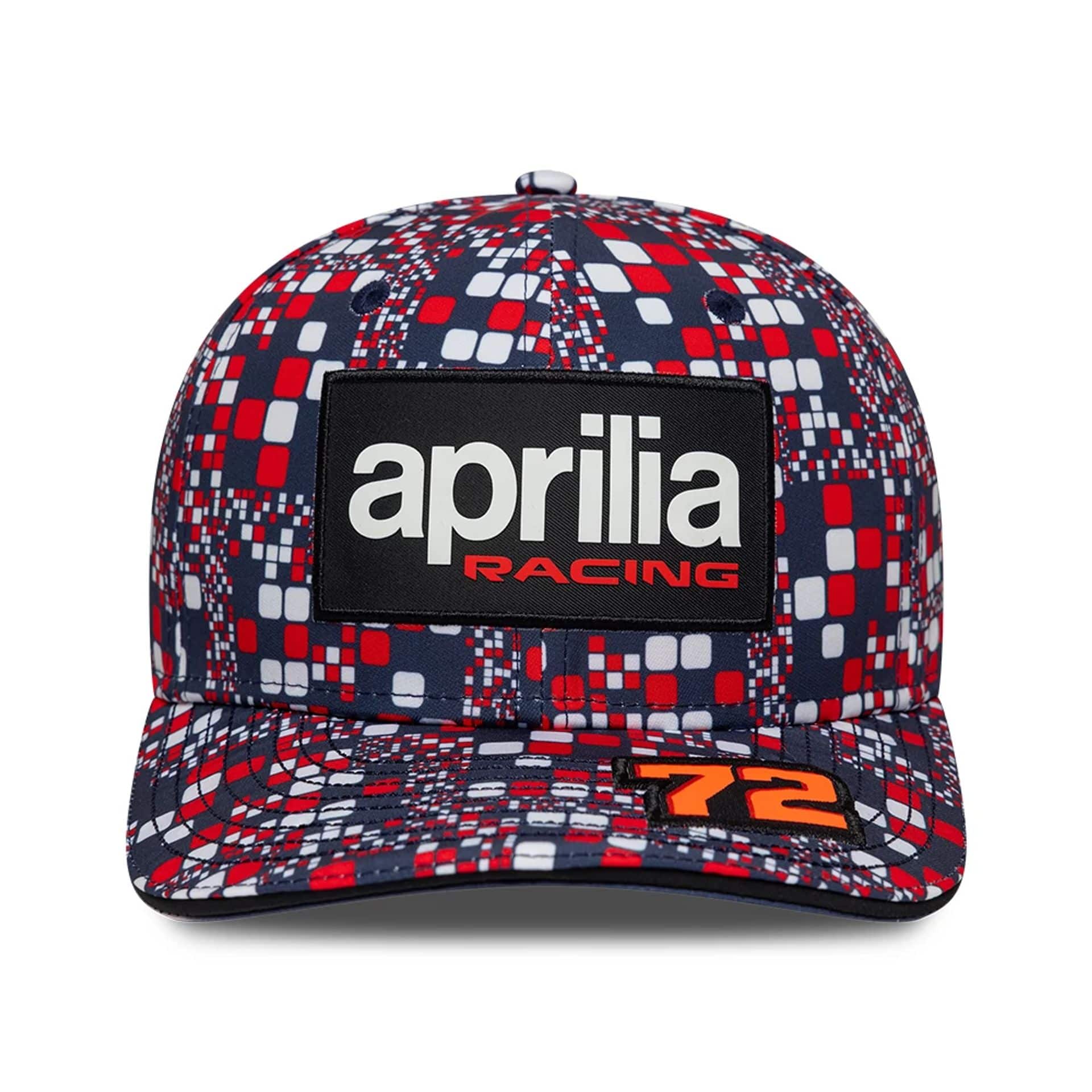 Pictured is this Aprilia Replica Marco Bezzecchi Silverstone Race Special 9SEVENTY Stretch Snap cap in blue. 3