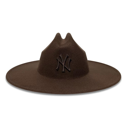 Pictured is this MLB New York Yankees Wide Brim Fedora Cowboy hat in dark brown. 2