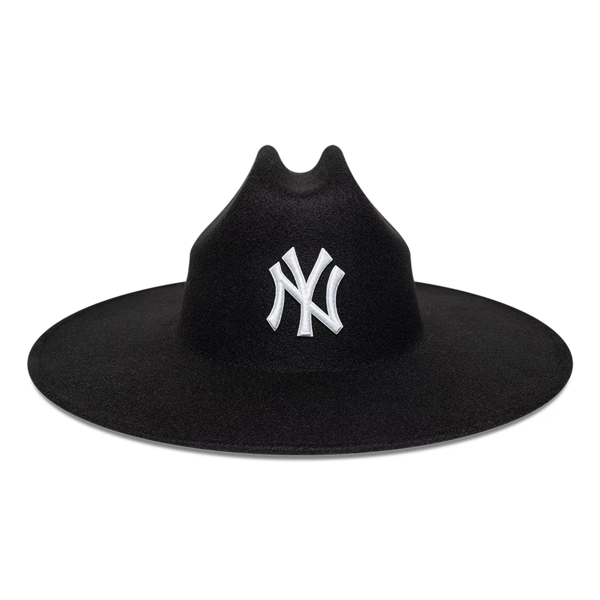 Pictured is this MLB New York Yankees Wide Brim Fedora cap in black. 2