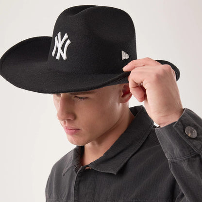 Pictured is this MLB New York Yankees Wide Brim Fedora Cowboy hat in black. 2