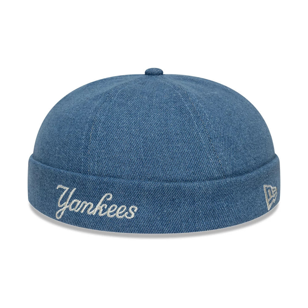 Pictured is this MLB Denim Skully New York Yankees Docker cap in pastel blue. 3