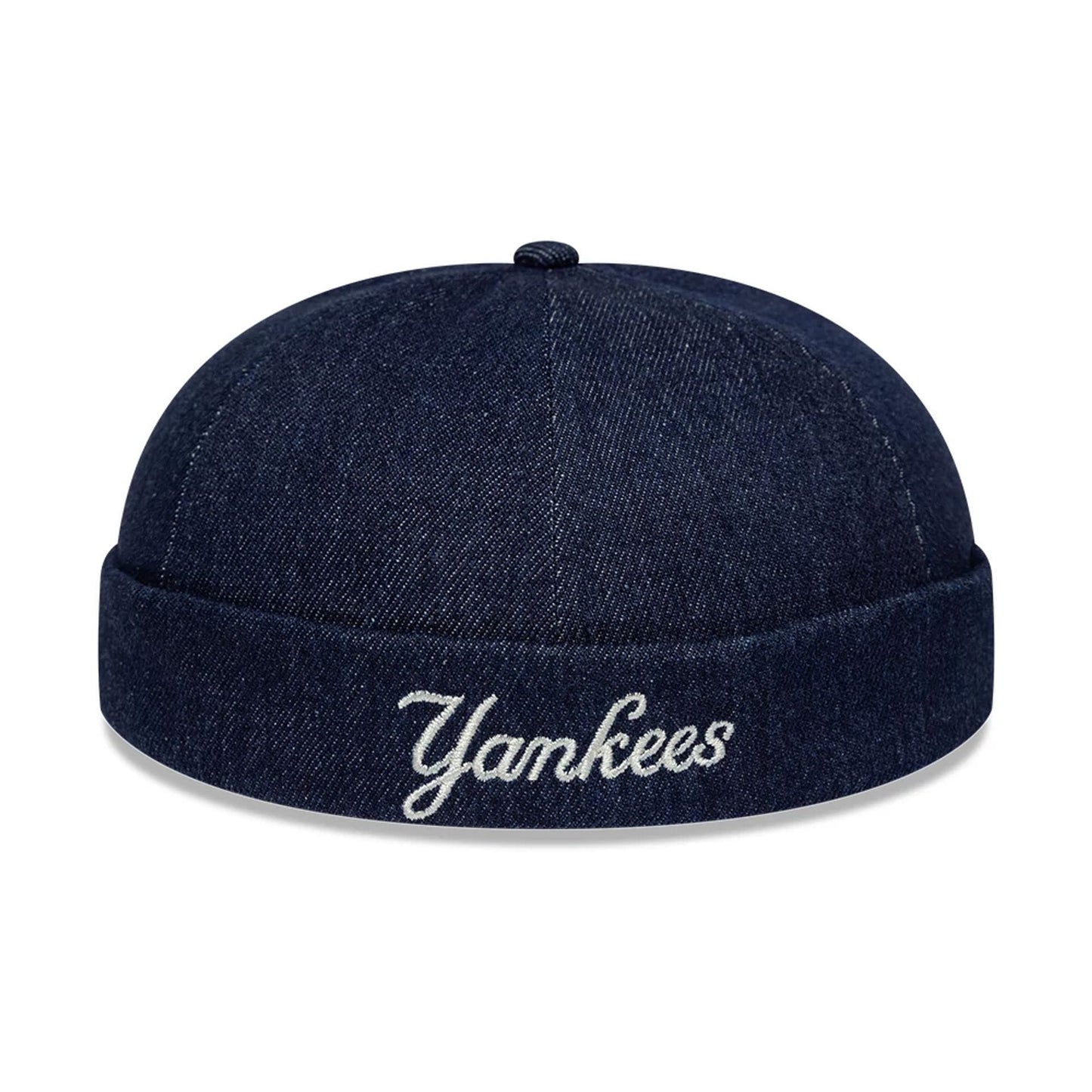 Pictured is this MLB Denim Skully New York Yankees Docker cap in navy. 2