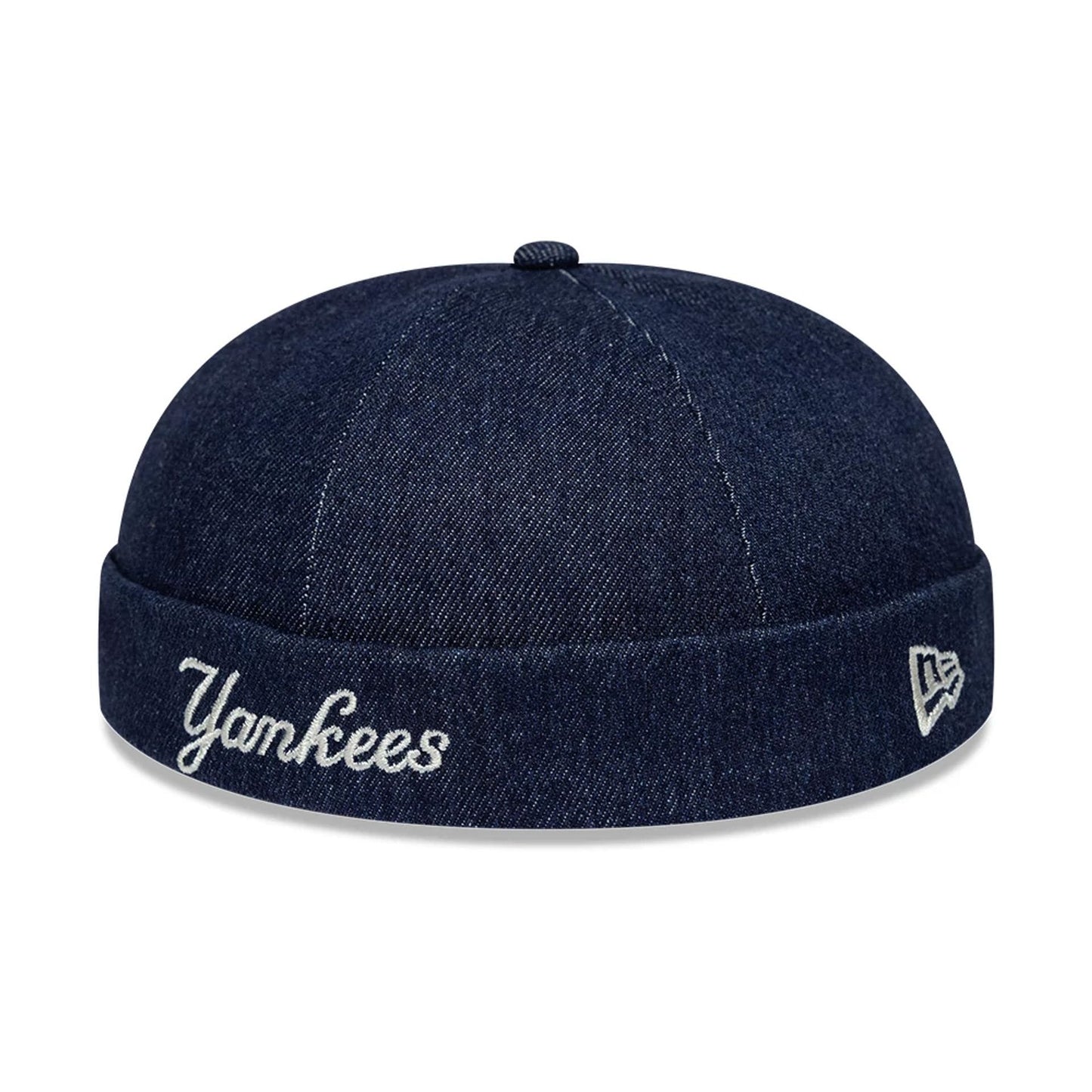 Pictured is this MLB Denim Skully New York Yankees Docker cap in navy. 1