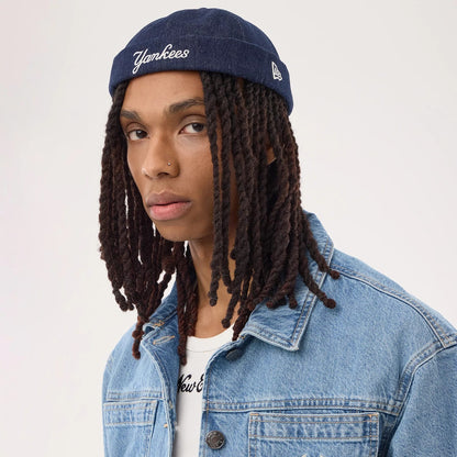 Pictured is this MLB Denim Skully New York Yankees Docker cap in navy. 2
