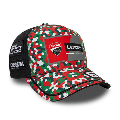 Pictured is this Replica Pecco Bagnaia Mugello Race Special Ducati 9FORTY E-Frame cap in red. 4