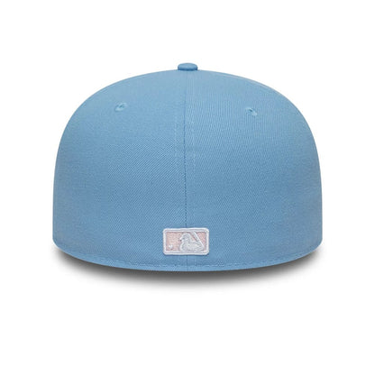 Pictured is this MLB Floral Outline LA Dodgers 59FIFTY Fitted cap in pastel blue. 7
