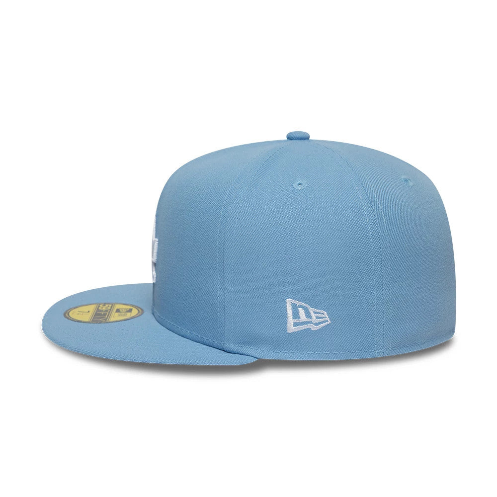 Pictured is this MLB Floral Outline LA Dodgers 59FIFTY Fitted cap in pastel blue. 6