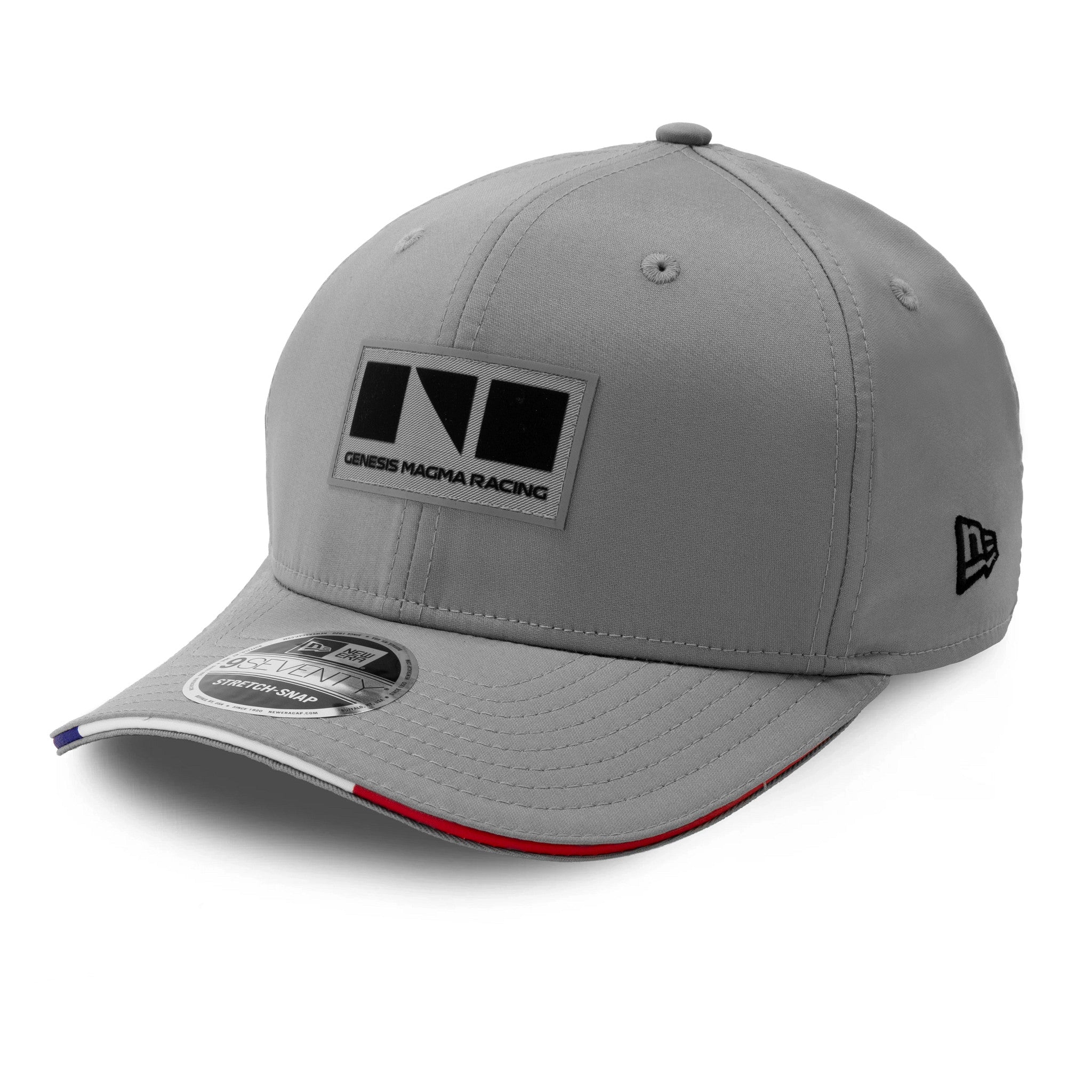 Pictured is this Special Edition Genesis Magma Racing 9SEVENTY Stretch Snap cap in grey. 3