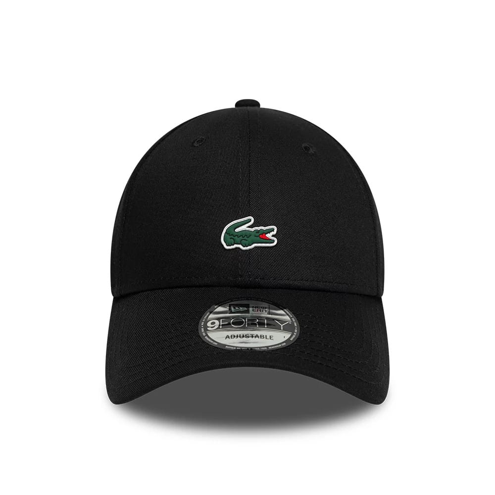 Pictured is this Lacoste X New Era 9FORTY cap in black. 2
