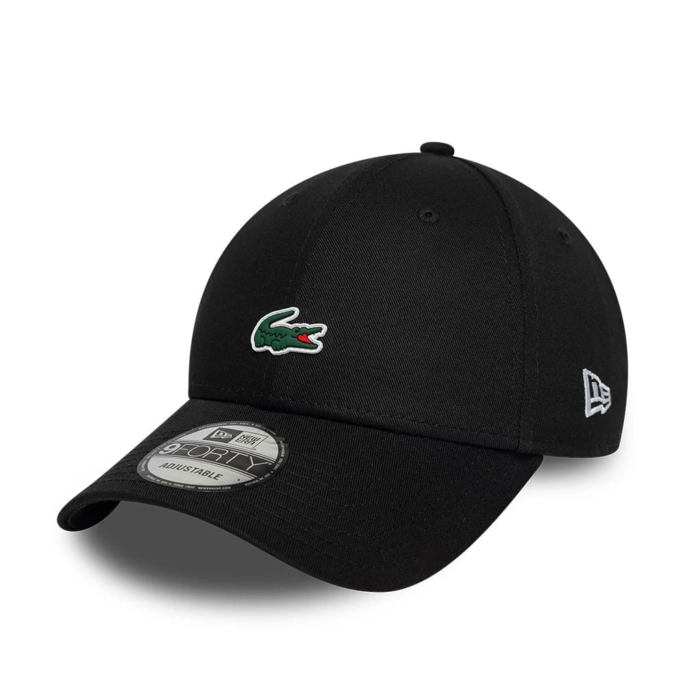 Pictured is this Lacoste X New Era 9FORTY cap in black. 1