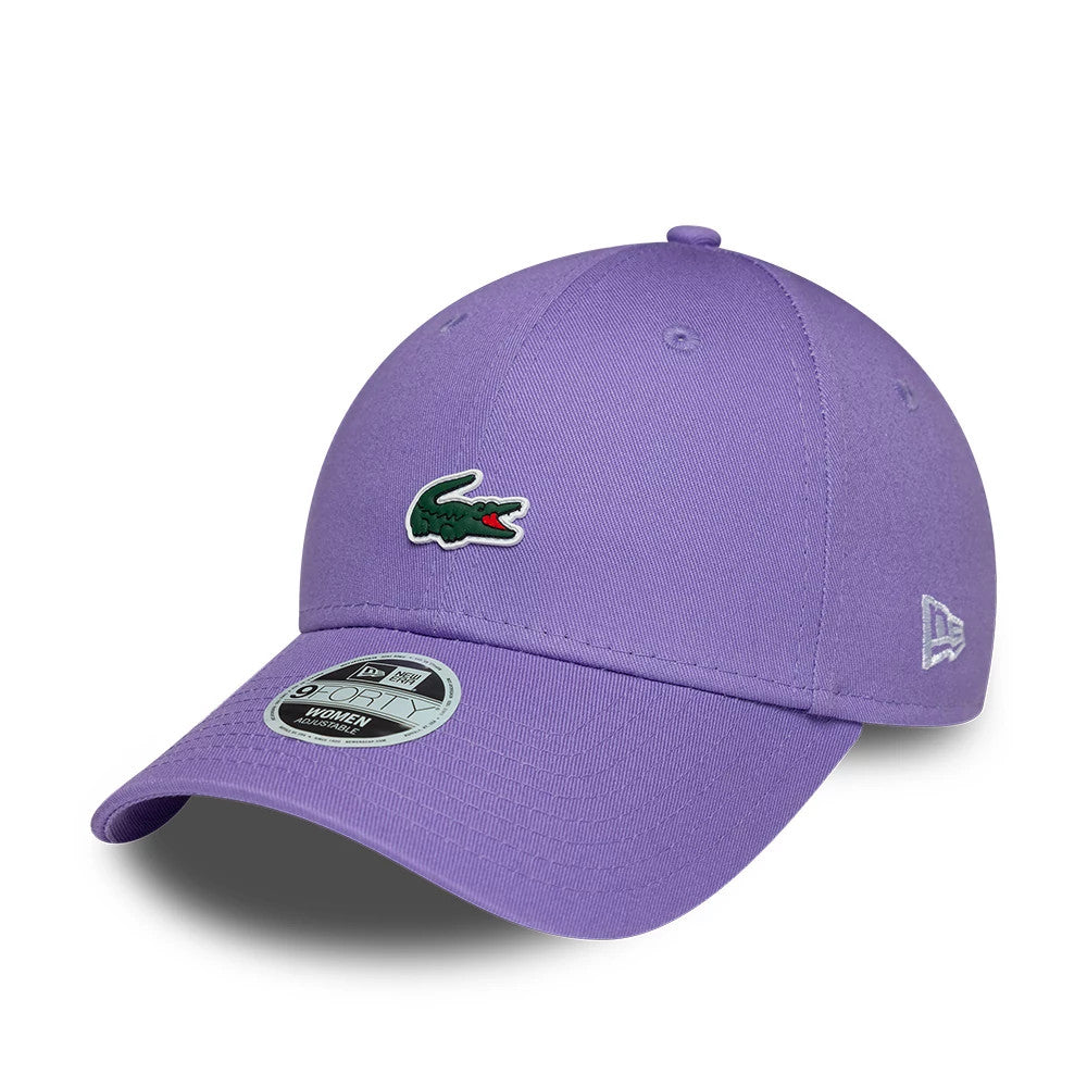 Pictured is this Womens Lacoste X New Era 9FORTY cap in purple. 1