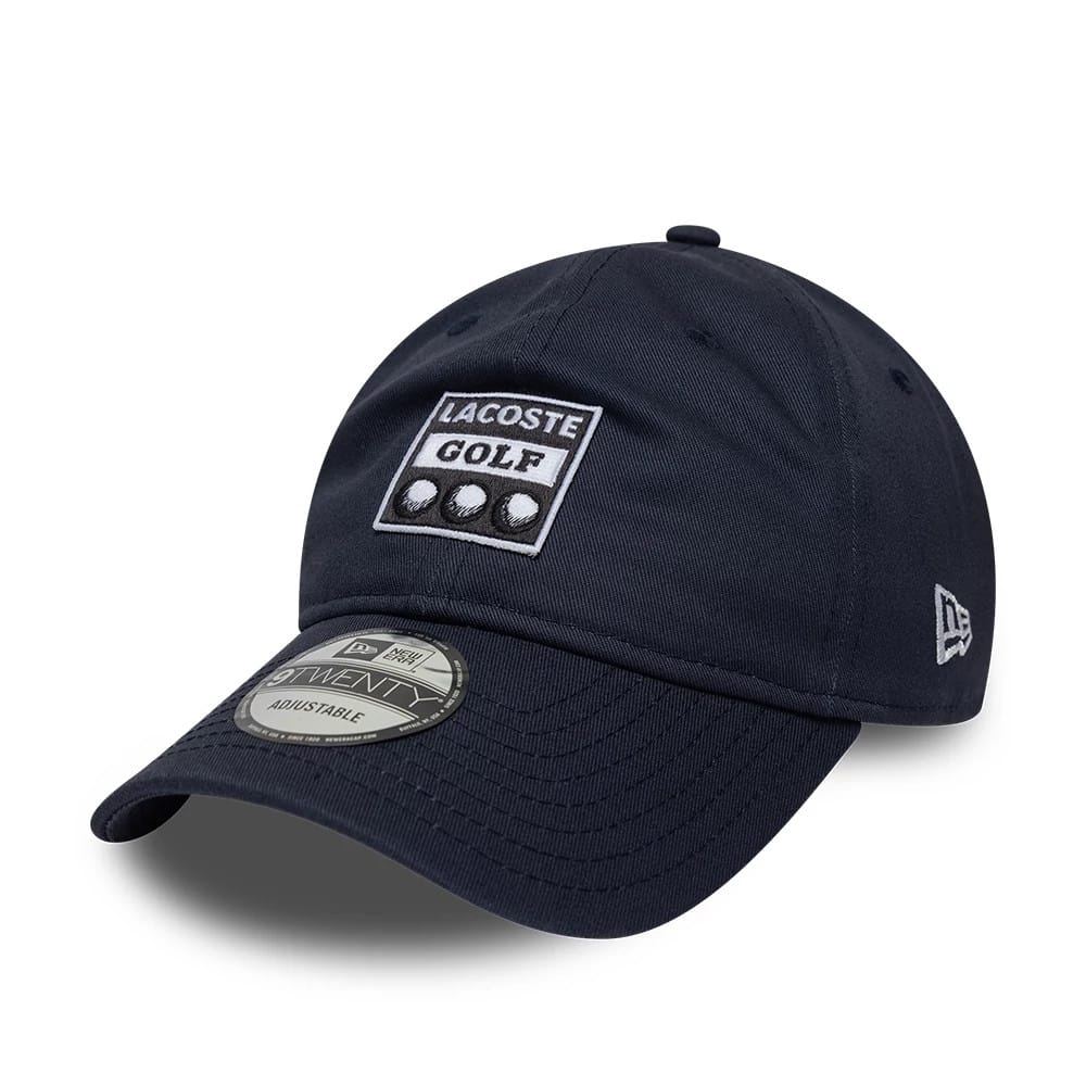 Pictured is this Lacoste X New Era 9TWENTY cap in dark blue. 3