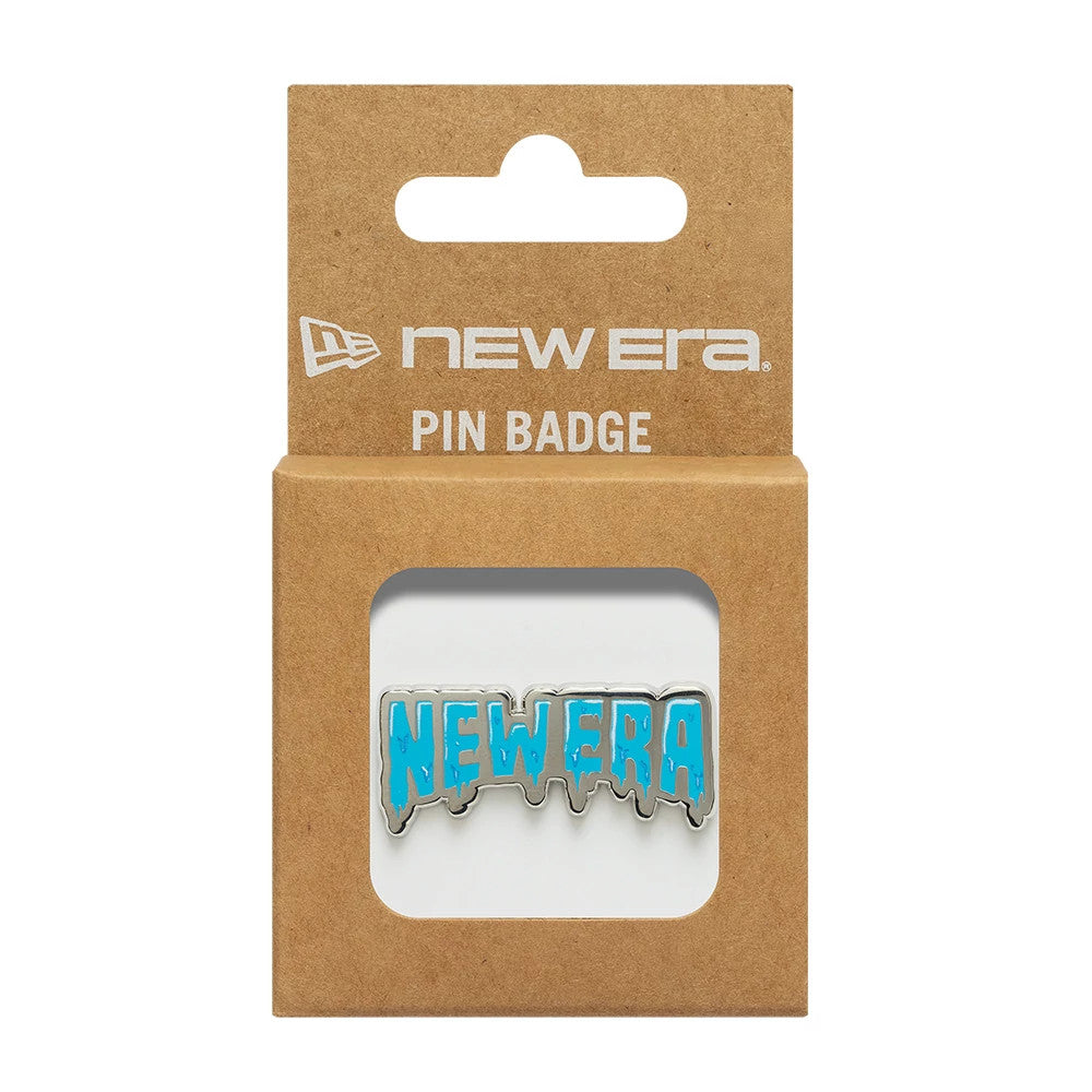 Pictured is this New Era Drip Script Pin Badge in silver. 3