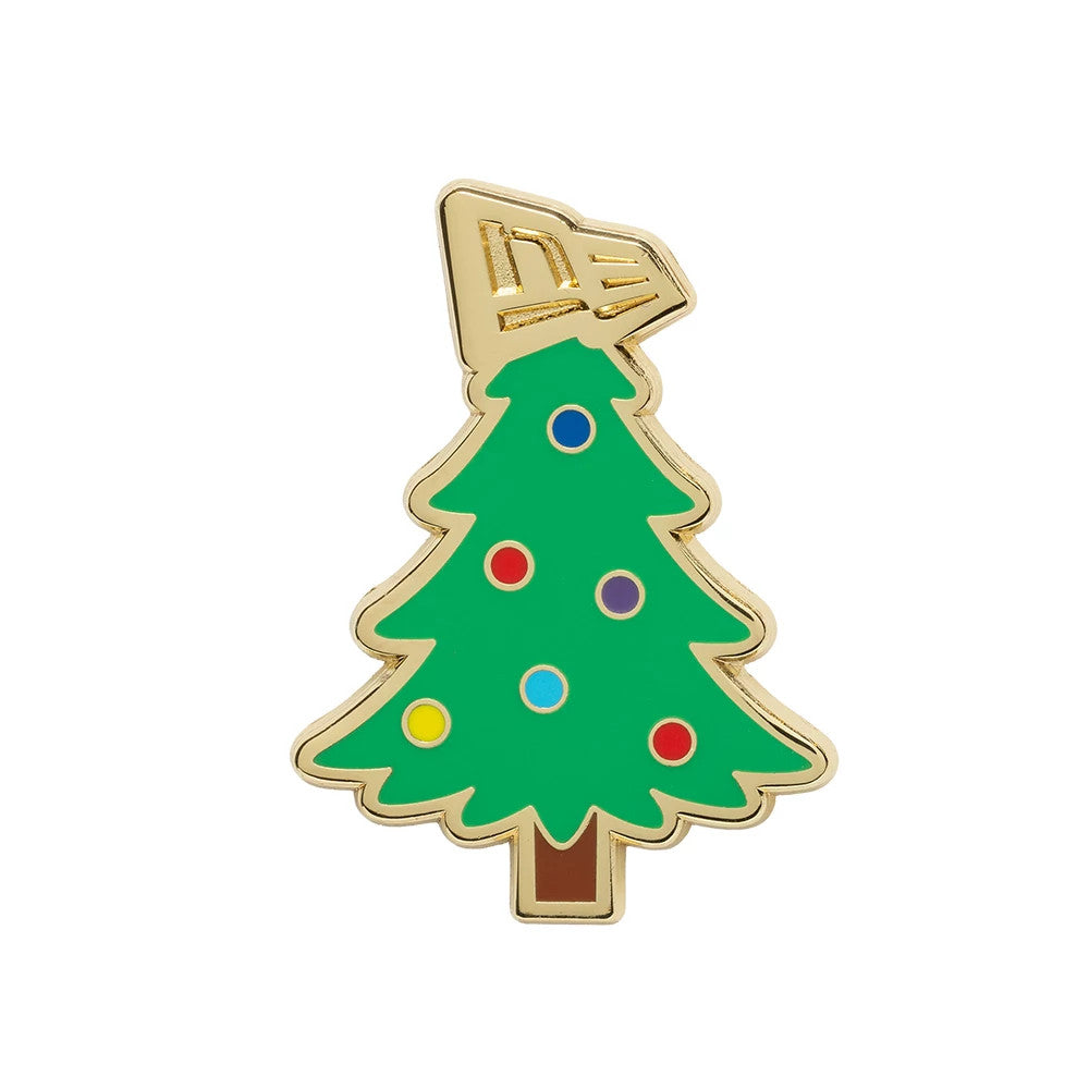 Pictured is this New Era Xmas Tree Pin Badge in open green. 1