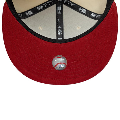 Pictured is this MLB League Essential New York Yankees 59FIFTY Fitted cap in cream & red. 5