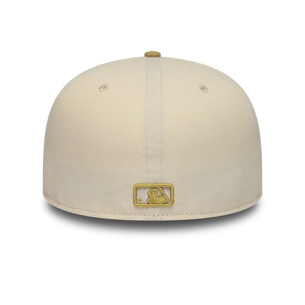 Pictured is this MLB League Essential New York Yankees 59FIFTY Fitted cap in cream & gold. 4
