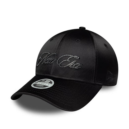 Pictured is this Womens New Era Satin Gem 9FORTY cap in black. 1