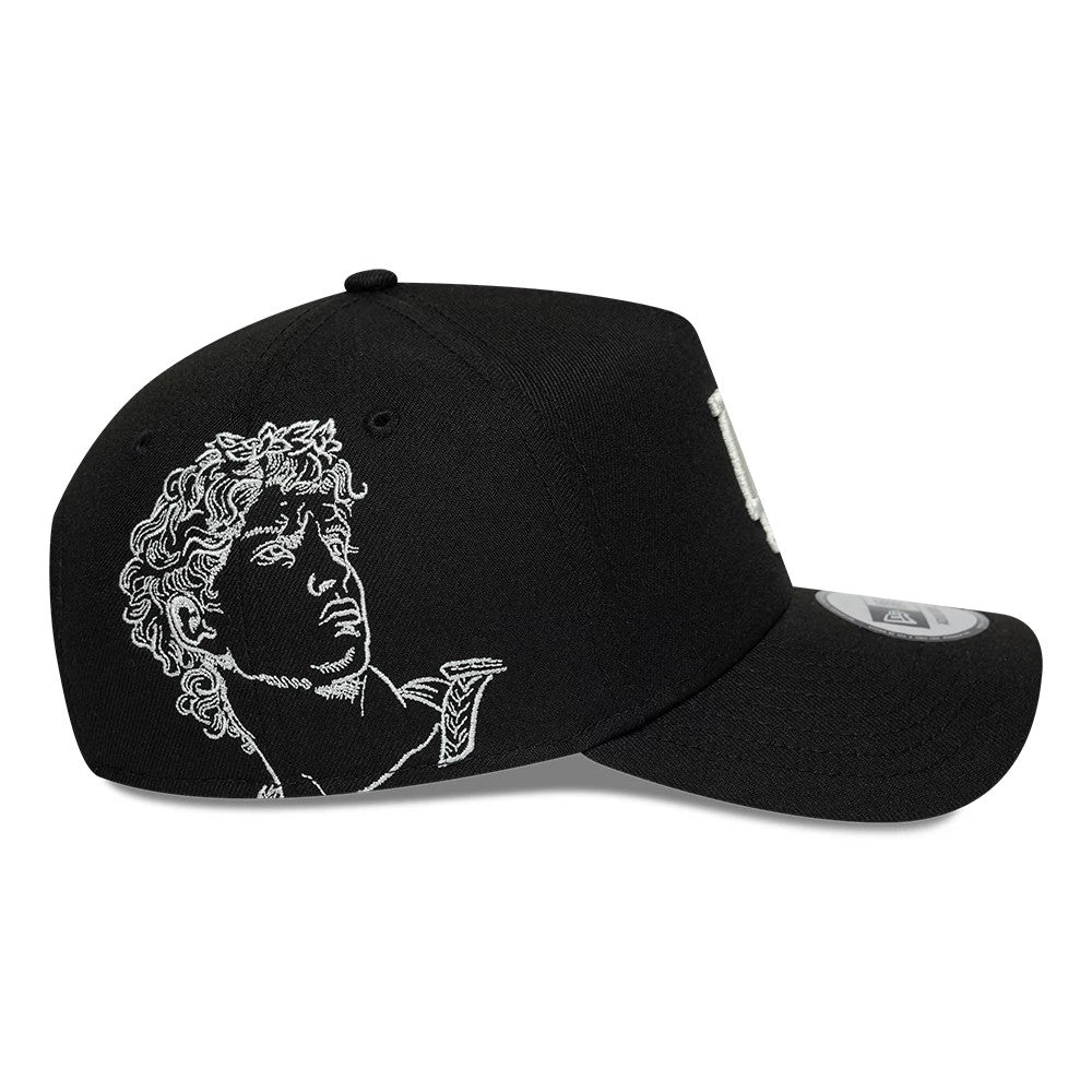 Pictured is this MLB Mythical LA Dodgers 9FORTY E-Frame cap in black. 2