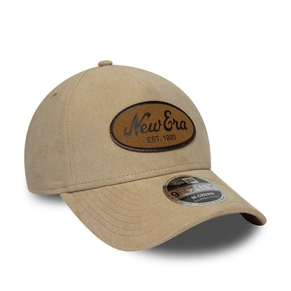 Pictured is this New Era Faux Suede 9FORTY M-Crown A-Frame cap in light beige. 3