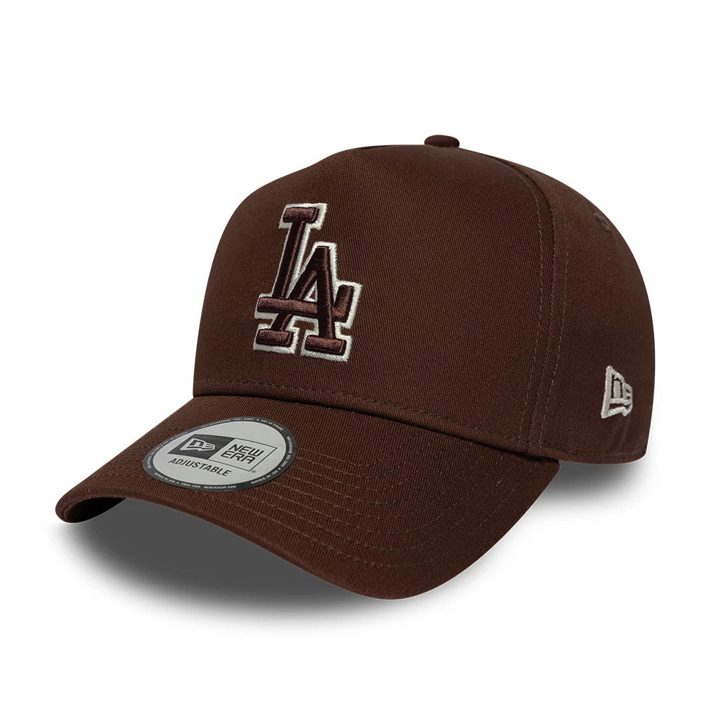 Pictured is this MLB Team Outline LA Dodgers 9FORTY E-Frame cap in brown. 1