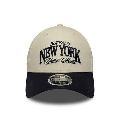 Pictured is this New Era New York 9FORTY M-Crown cap in light beige & black. 2