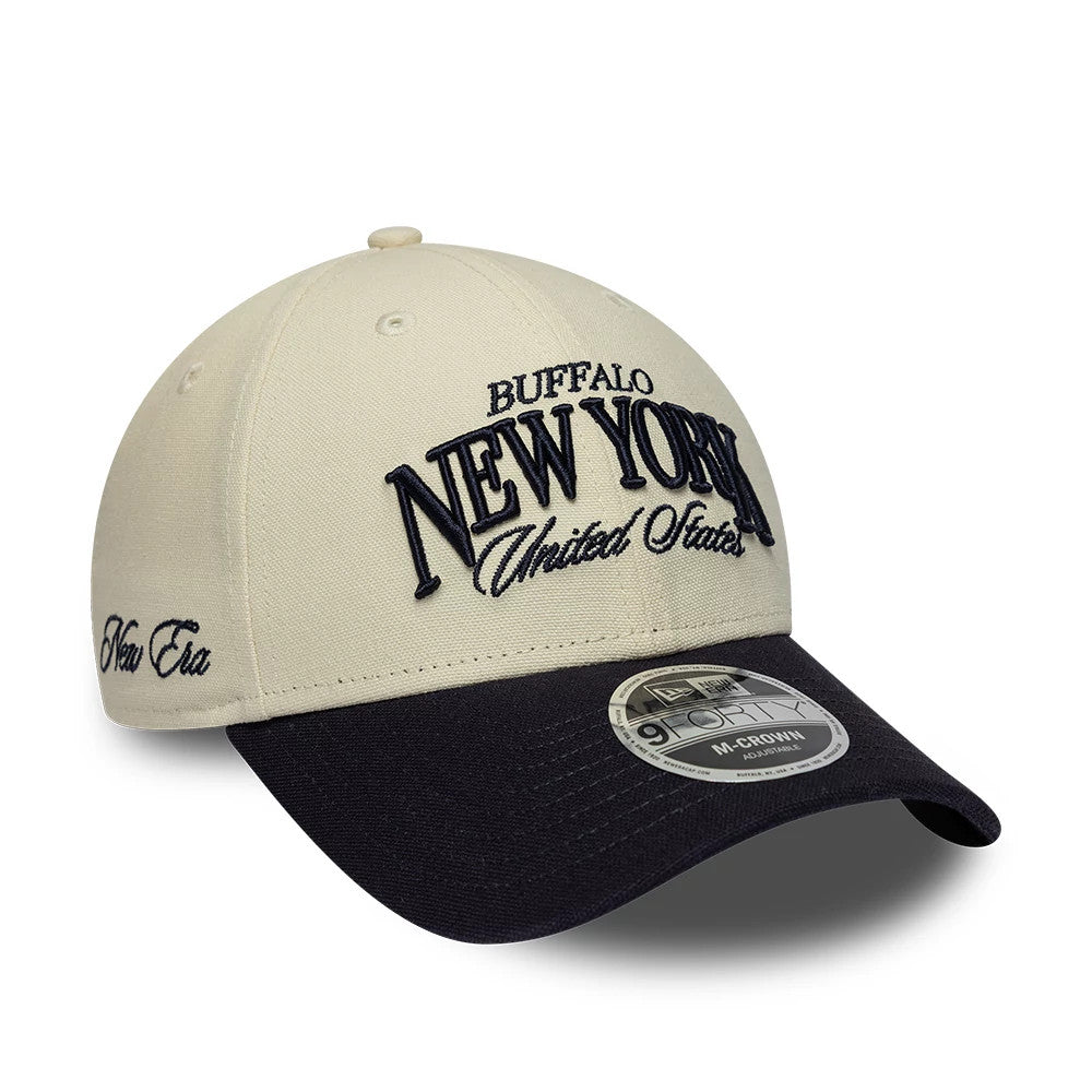 Pictured is this New Era New York 9FORTY M-Crown cap in light beige & black. 3