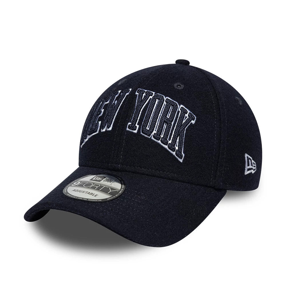 Pictured is this MLB Script New York Yankees 9FORTY cap in navy. 1