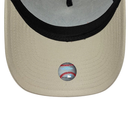 Pictured is this MLB League Essential New York Yankees 9FORTY A-Frame Trucker cap in light beige. 5