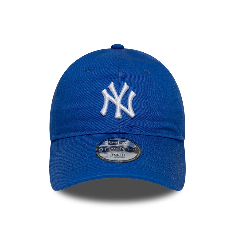 Pictured is this Youth MLB League Essential New York Yankees 9TWENTY cap in blue. 2