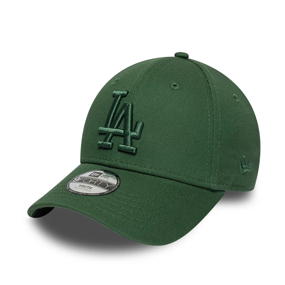 Pictured is this Youth MLB League Essential LA Dodgers 9FORTY cap in dark green. 1