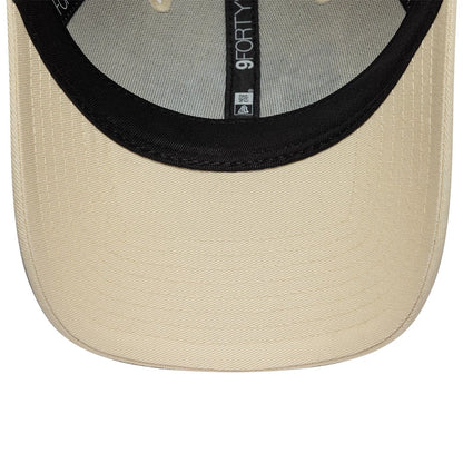 Pictured is this Womens MLB Rose Sequin New York Yankees 9FORTY cap in light beige. 5
