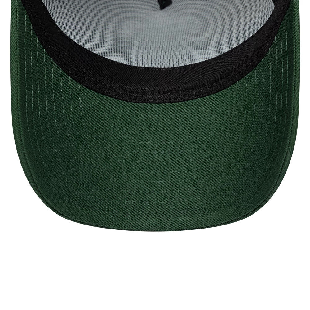 Pictured is this New Era Rubber Logo 9FORTY E-Frame cap in dark green. 5