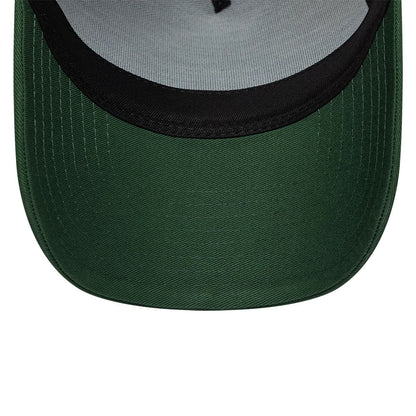 Pictured is this New Era Rubber Logo 9FORTY E-Frame cap in dark green. 5