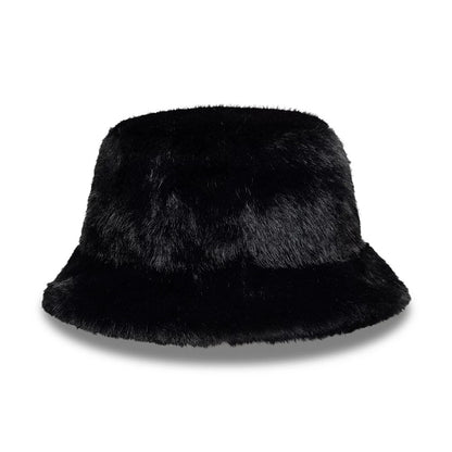 Pictured is this New Era Faux Fur Bucket hat in black. 2