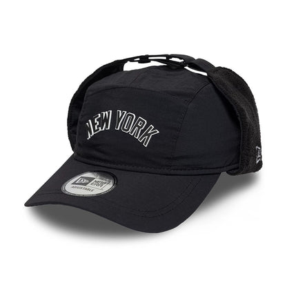 Pictured is this MLB Fleece New York Yankees Dogear Camper cap in black. 1