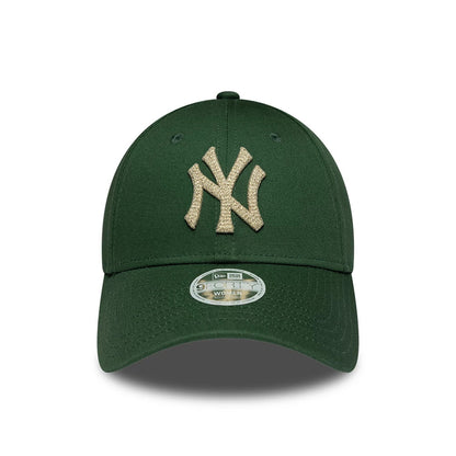 Pictured is this Womens MLB Metallic New York Yankees 9FORTY cap in dark green. 2
