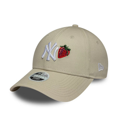 Pictured is this Womens MLB Fruit Icon New York Yankees 9FORTY cap in light beige. 1