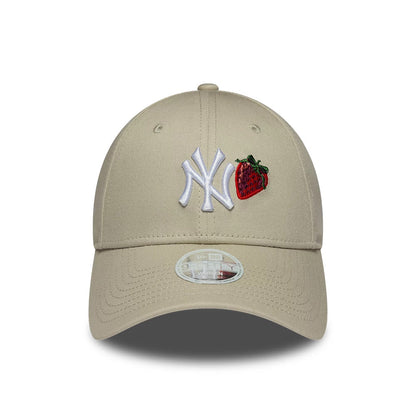 Pictured is this Womens MLB Fruit Icon New York Yankees 9FORTY cap in light beige. 2