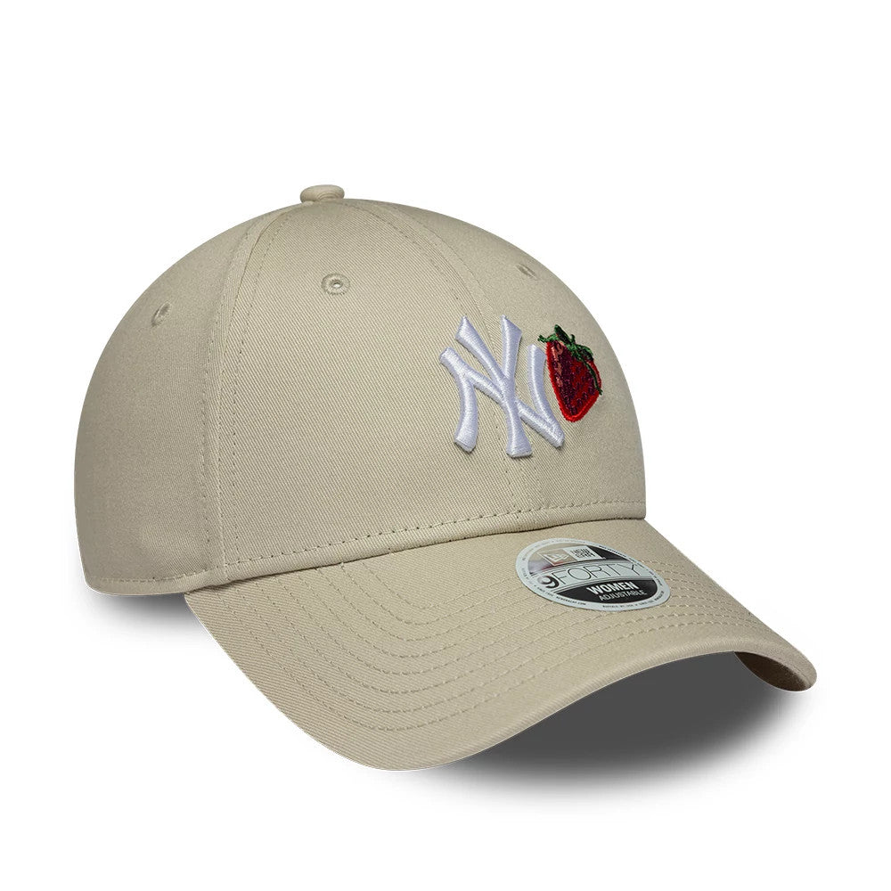 Pictured is this Womens MLB Fruit Icon New York Yankees 9FORTY cap in light beige. 3