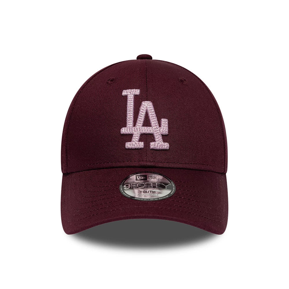 Pictured is this Youth MLB Metallic LA Dodgers 9FORTY cap in dark purple. 2