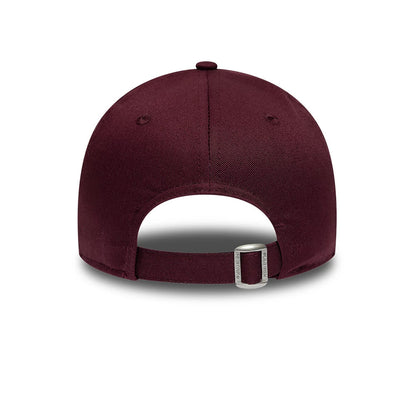 LA Dodgers Youth MLB Metallic Dark Purple New Era 9FORTY Adjustable Cap, rear view showing the dark purple curved visor and structured crown, with the strap and buckle closure featuring a buckle at the back for size adjustment.