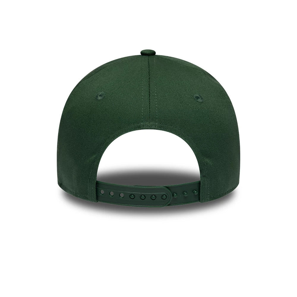 Pictured is this Youth New Era Rubber 9FORTY E-Frame cap in dark green. 4